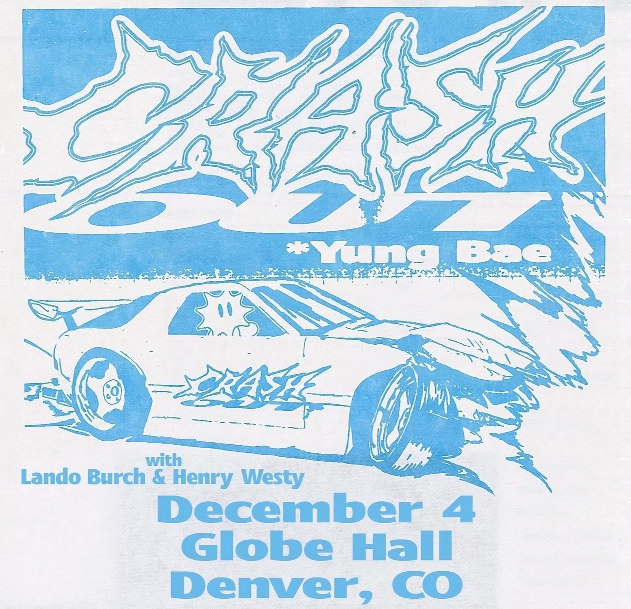 Globe Hall flyer: Yung Bae with Lando Burch and Henry Westy, December 4, Denver